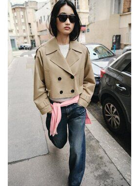 ZARA CROPPED CROSSOVER TRENCH COAT